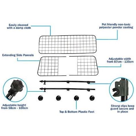 Universal Dog Guard Adjustable Safety Travel Dog Pet Car Mesh Barrier Streetwize - Bars 4 Cars