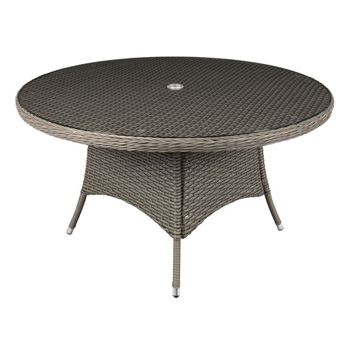 Dellonda Chester Rattan Wicker Round Outdoor Dining Table Tempered Glass Top Dellonda - Dynamic Drive