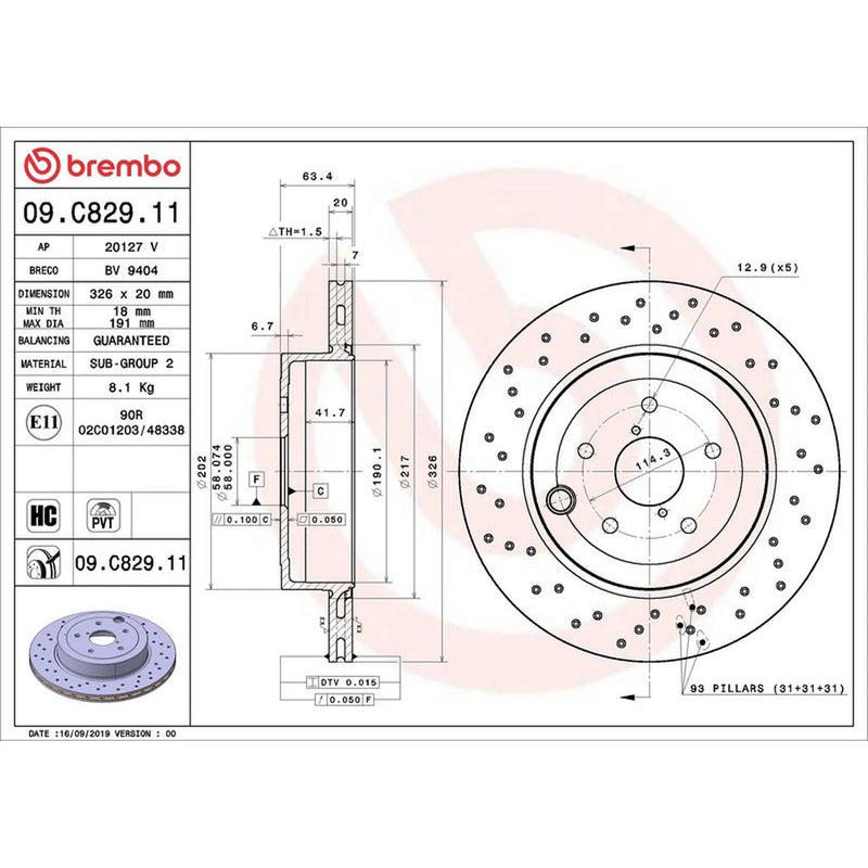 Brembo 2 x Perforated/Vented Brake Discs fits Subaru WRX 2014 on 2.5