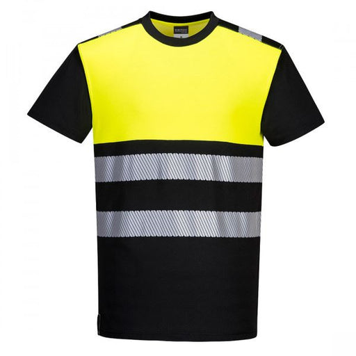 Portwest Pw3 Hi-Vis Cotton Comfort Class 1 T-Shirt S/S PW311BKYM Portwest - Dynamic Drive