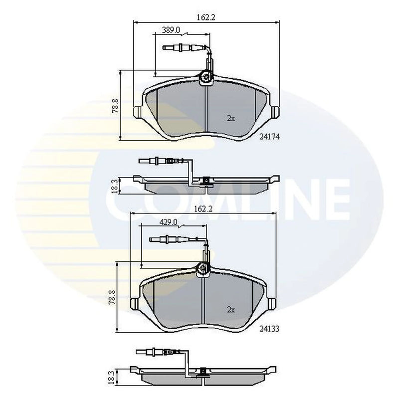 Comline 4 x Front Brake Pad Set fits Citroën C5 III 2008-2015 2.2 2.7 3.0