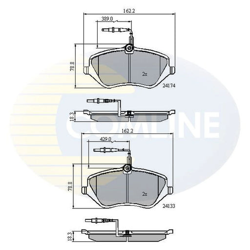 Comline 4 x Front Brake Pad Set fits Citroën C5 III 2008-2015 2.2 2.7 3.0