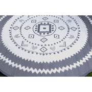 Outdoor Garden Rug Portable Mat for Decking Patio Round Grey/White 150 cm Dia Gardenwize  - Dynamic Drive