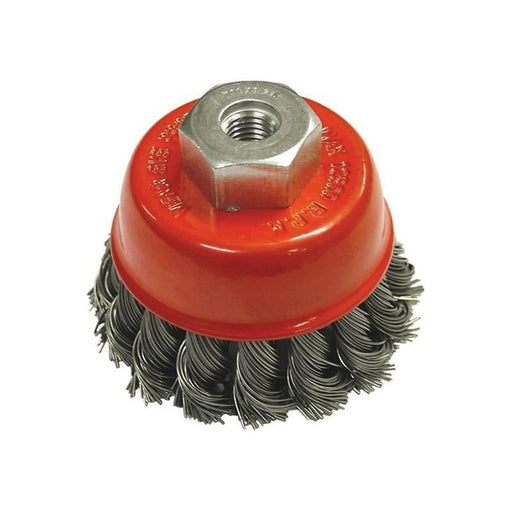 Faithfull Wire Cup Brush Twist Knot 65mm M10x1.5, 0.50mm Steel Wire Faithfull - Town Tools