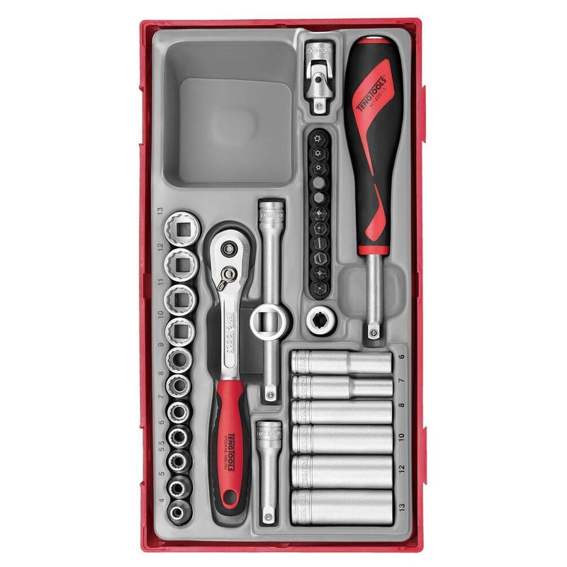 Teng Tools 1/4" Socket Set 12 pt TT1 35 Pieces Teng Tools - Dynamic Drive