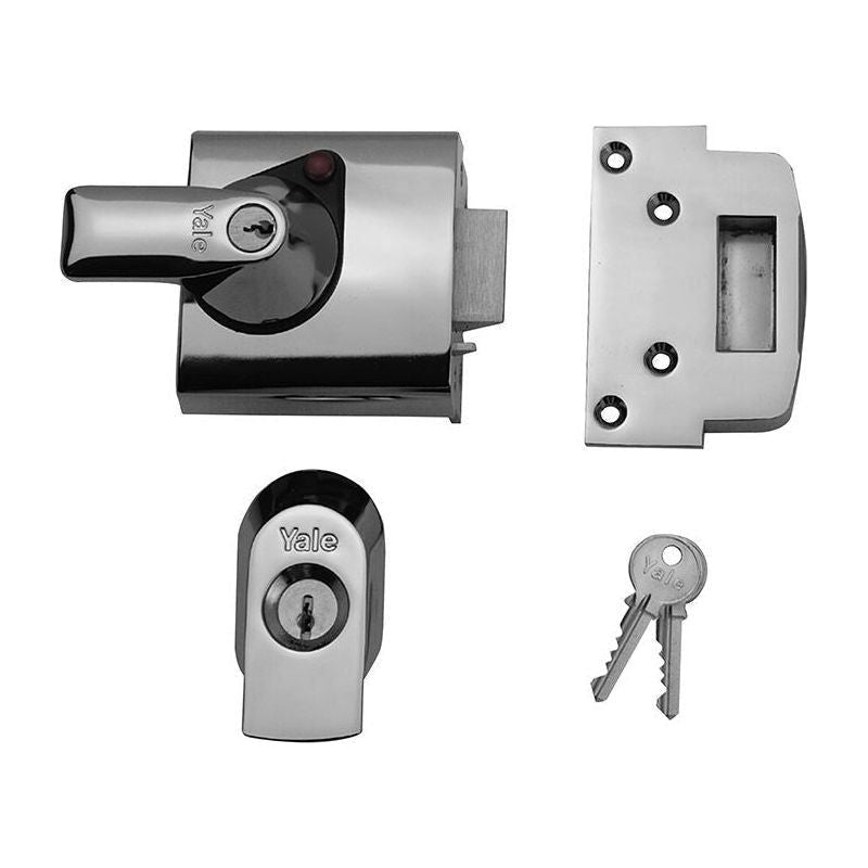 Yale Locks BS1 Nightlatch British Standard Lock 60mm Backset Chrome Finish Visi Yale Locks - NN4 Online