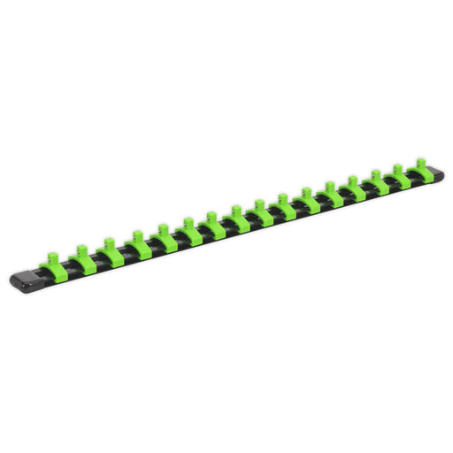 Sealey Premier Hi-Vis Green 1/4" Square Drive Socket Retaining Storage Rail Sealey  - Dynamic Drive