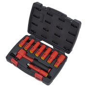 Sealey Insulated Socket Set 9pc 3/8"Sq Drive 6pt WallDrive VDE AK7942 Sealey  - Dynamic Drive