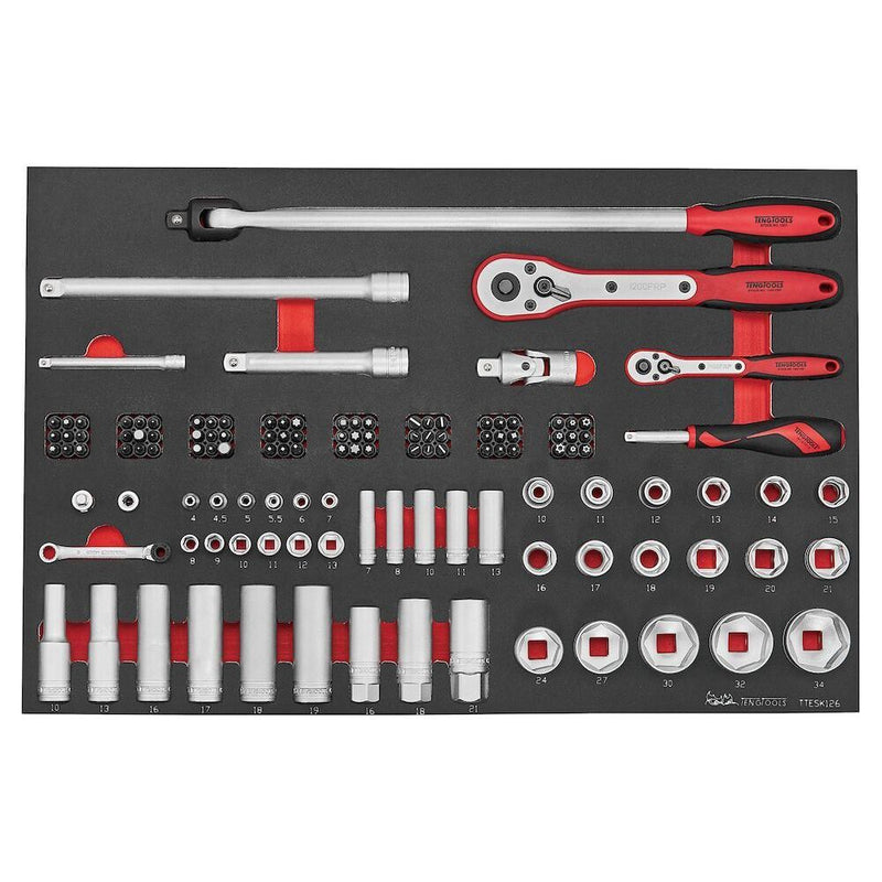Teng Tools 26" Classic Cabinet FOAM Tool Kit 179 Pieces Red Teng Tools - Dynamic Drive