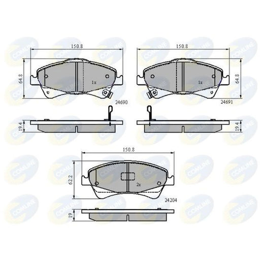 Comline 4 x Front Brake Pad Set fits Toyota Auris 2006-2015 2.0 2.2