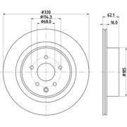 Mintex 2 x Externally Vented Rear Brake Discs MDC2971C-x2