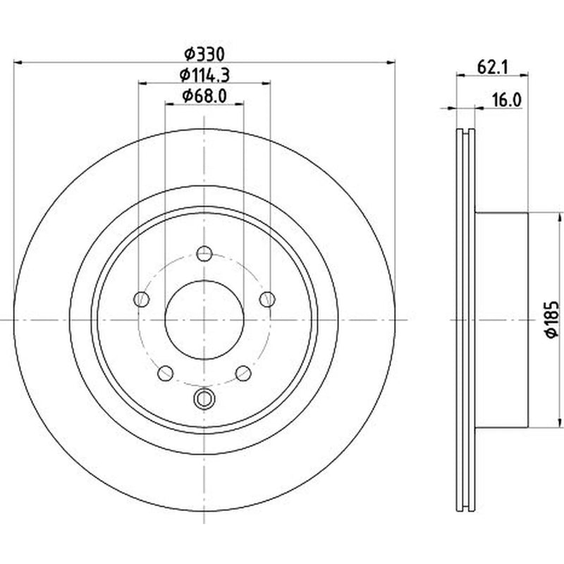 Mintex 2 x Externally Vented Rear Brake Discs MDC2971C-x2