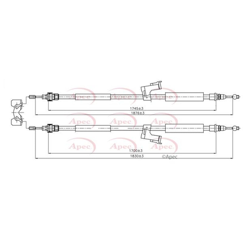 Apec Handbrake Cable Left Rear fits Volvo S40 II 2004-2012 1.6 1.8 2.0 2.4