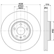Mintex 2 x Vented Front Brake Discs MDC2744-x2