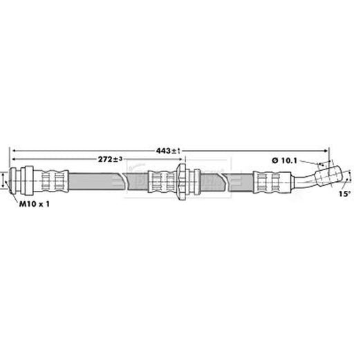 Borg & Beck Brake Hydraulic Hose Line Front Right BBH6824