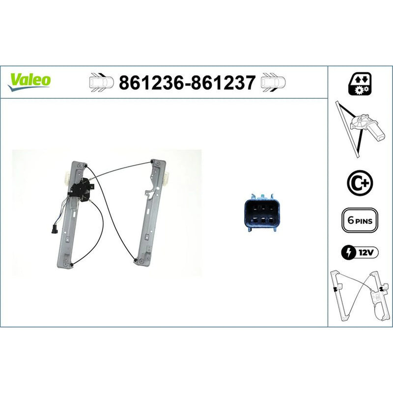 Valeo Electric Window Regulator Lifter Left Front 861236