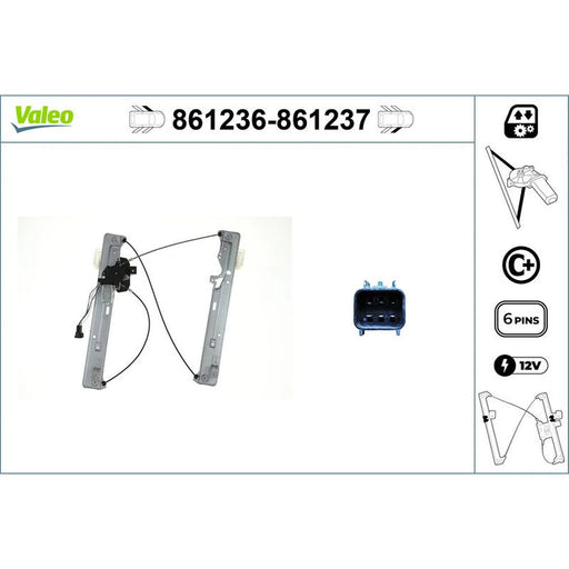 Valeo Electric Window Regulator Lifter Right Front 861237