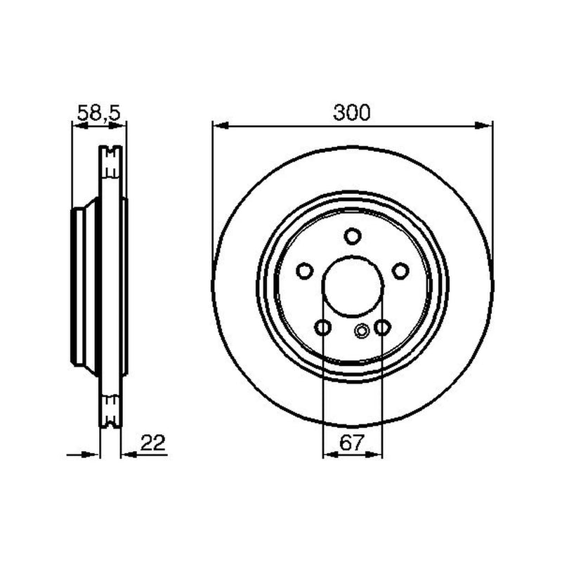 Bosch 2 x Vented Brake Discs fits Mercedes-Benz S-Class 1998-2006