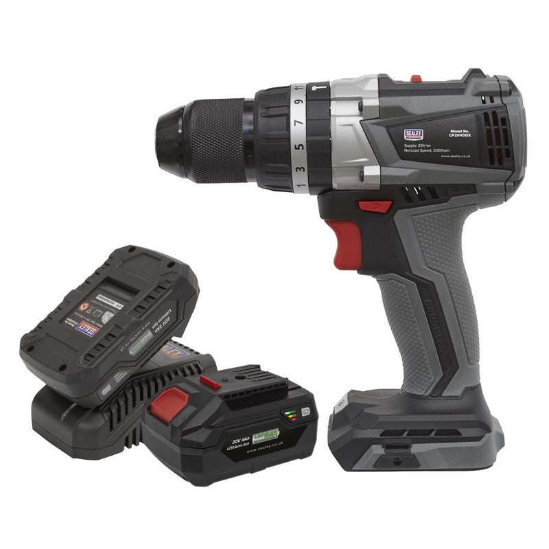 Sealey Brushless Combi Drill Kit13mm 20V SV20 Series 2 Batteries CP20VDDXKIT Sealey - Dynamic Drive