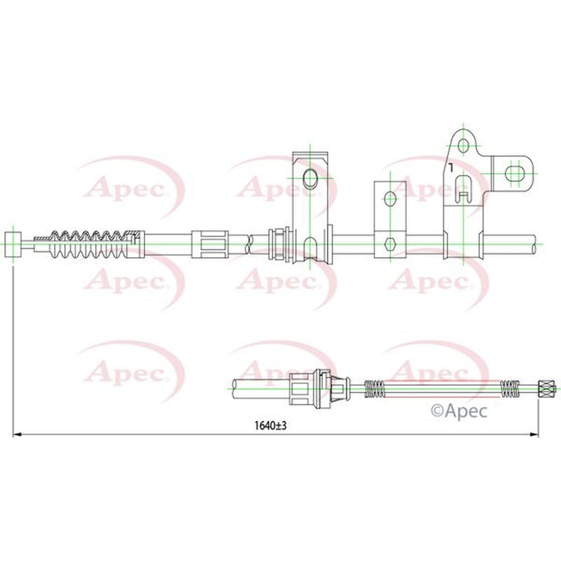 Apec Handbrake Cable Left Rear fits Toyota Corolla 2000-2008 1.4 1.6 1.8 2.0