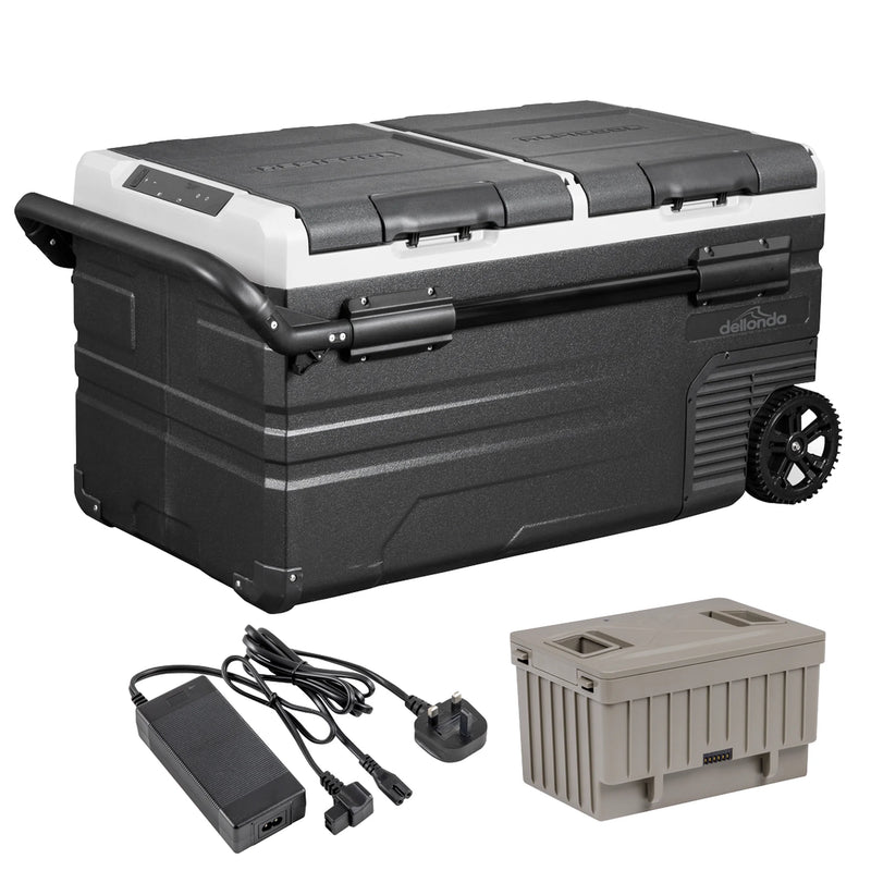 Dellonda Portable Fridge Freezer 75L with 11.1V Battery