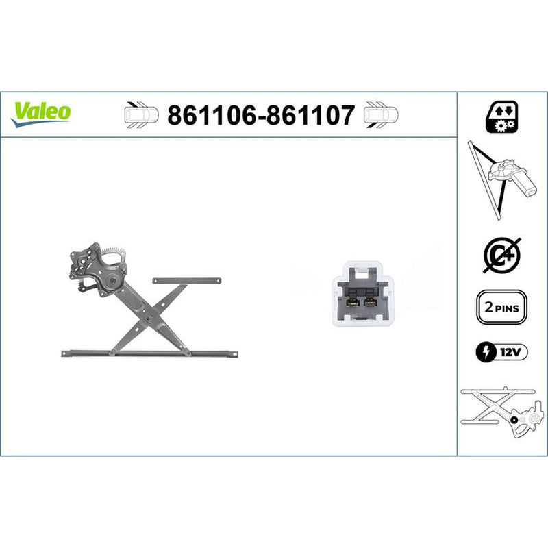 Valeo Electric Window Regulator Lifter Left Rear 861106