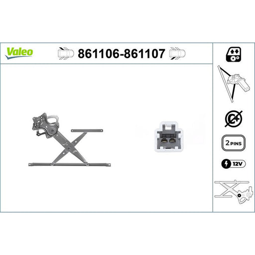 Valeo Electric Window Regulator Lifter Left Rear 861106