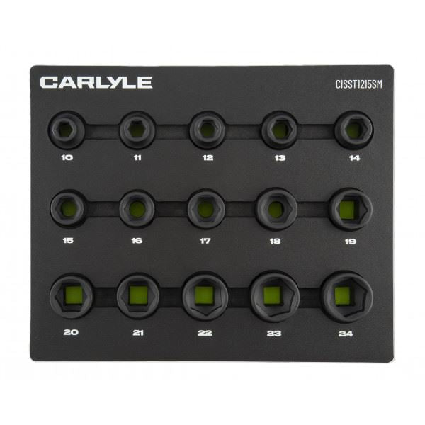 Carlyle Tools 15 Pc 1/2In Drive Metric 6 Pt Stubby Impact Socket Set - image 1