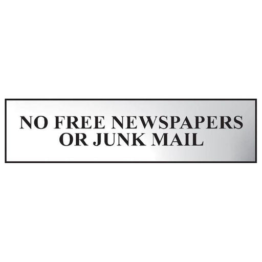 Scan No Free Newspapers Or Junk Mail - Polished Chrome Effect 200 x 50mm Scan - NN4 Online