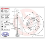 Brembo 2 x Internally Vented Rear Brake Discs 09.D764.11-x2