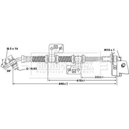 Borg & Beck Brake Hydraulic Hose Line Front Right BBH6670