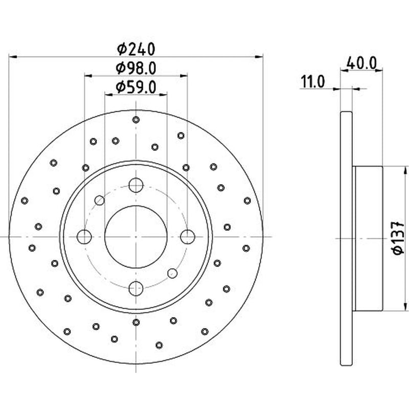 Mintex Rear Brake Perforated Discs & Pads fits Abarth 500 2008 on 1.4