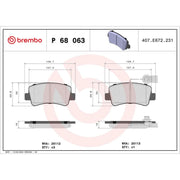 Brembo 4 x Rear Brake Pad Set fits Nissan Interstar 2021-2024