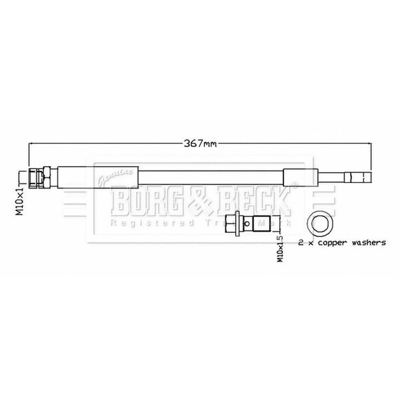 Borg & Beck Brake Hydraulic Hose Line Rear Right BBH8805