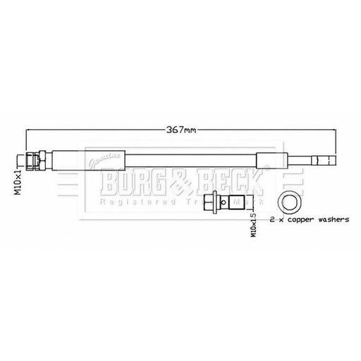 Borg & Beck Brake Hydraulic Hose Line Rear Right BBH8805