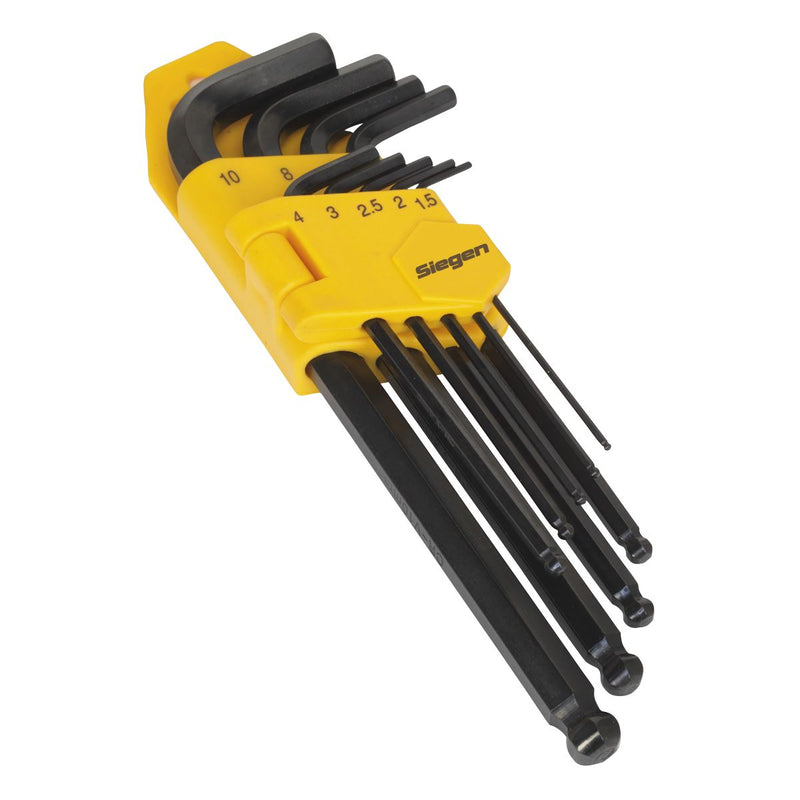 Sealey Ball-End Hex Key Set 9pc Long Metric S01093 Siegen by Sealey - Dynamic Drive