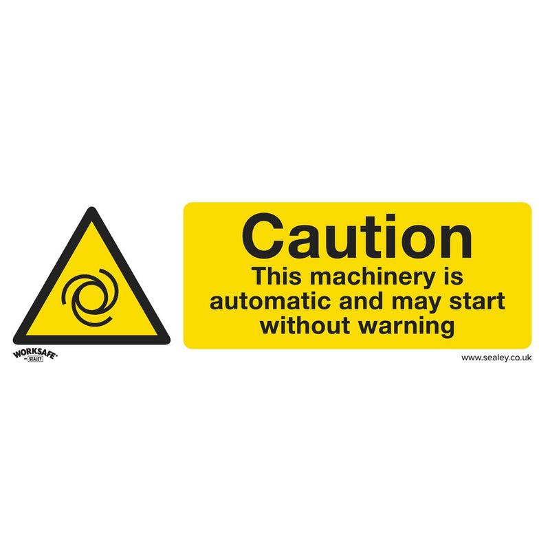 Sealey Warning Safety Sign Caution Automatic Machinery Rigid Plastic Pack of 10 Sealey - Dynamic Drive