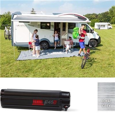 Fiamma F45 S Winch Awning Wind Out 350 Deep Black Case Royal Grey Fabric Fiamma  - Dynamic Drive