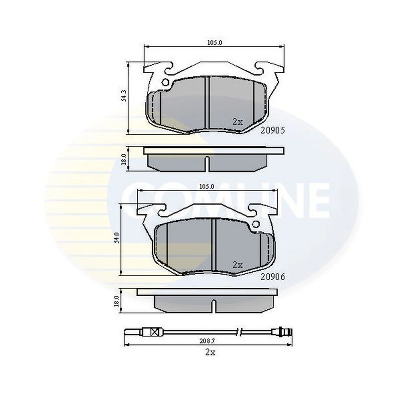 Comline Front Brake Pad Set fits Peugeot 205 1983-1998 1.0 1.1 1.2 1.3 1.4 1.6