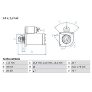 Bosch Starter Motor 24V 6.2kW 11 Teeth