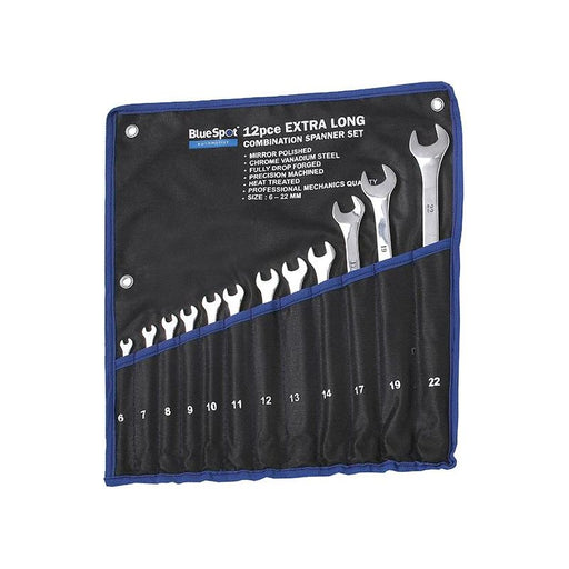Bluespot Tools Extra Long Combination Spanner Set, 12 Piece BlueSpot Tools - Dynamic Drive