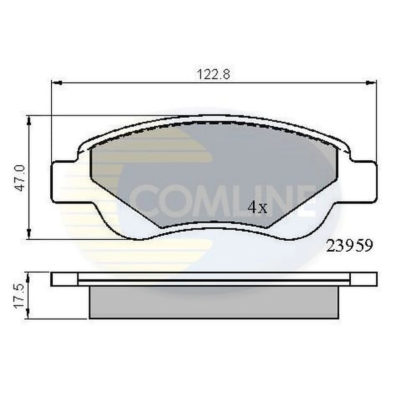 Comline 4 x Front Brake Pad Set fits Citroën C1 2005-2014 1.0 1.4