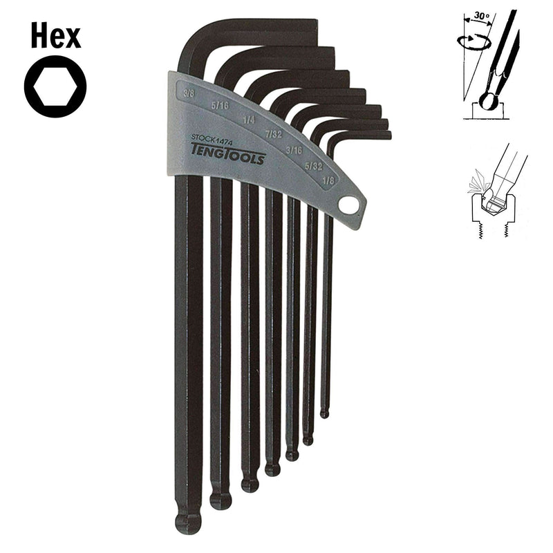 Teng Tools Ball Point Hex Key Set AF 7 Pieces Teng Tools - Dynamic Drive