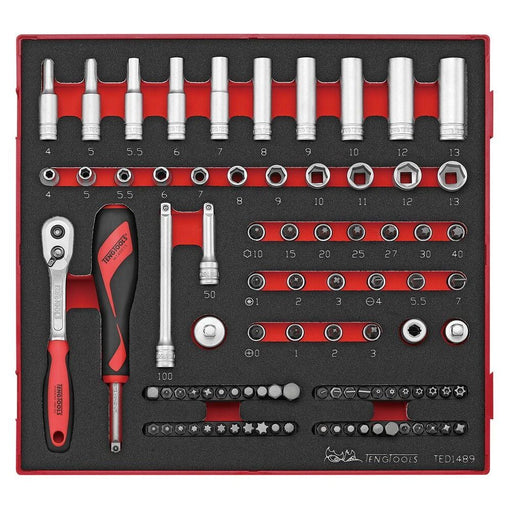 Teng Tools 1/4" Socket Set 6 pt FOAM2 89 Pieces Teng Tools - Dynamic Drive