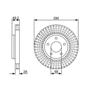 Bosch 2 x Vented Brake Discs fits Nissan Elgrand 2002-2010 3.5