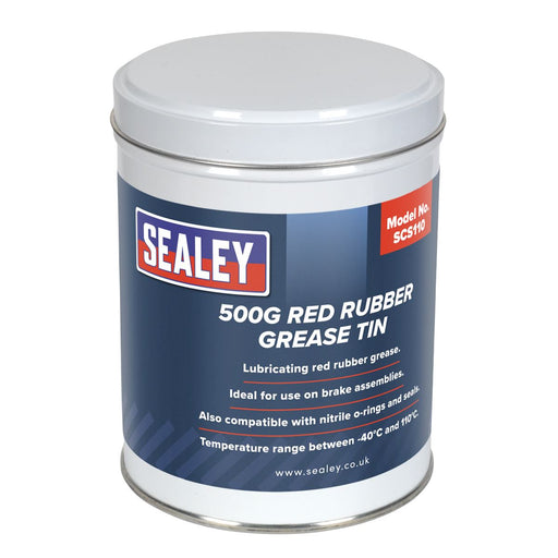 Sealey Red Rubber Grease 500g Tin SCS110 Sealey - Dynamic Drive