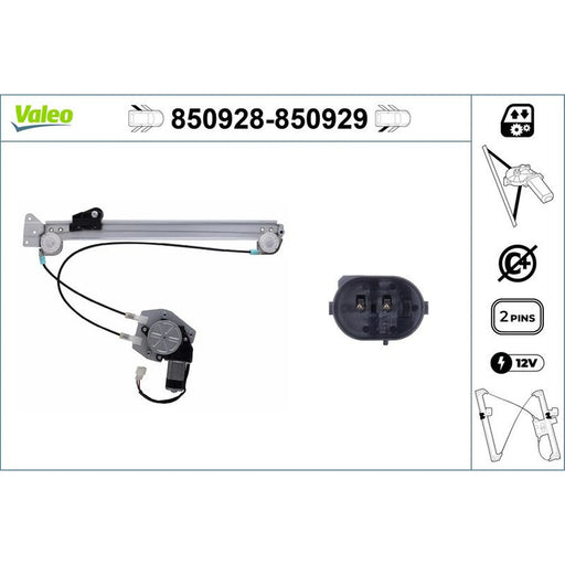 Valeo Electric Window Regulator Lifter Left Rear 850928