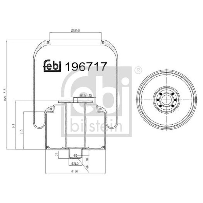 Febi Air Suspension Bellow Rear Right 196717