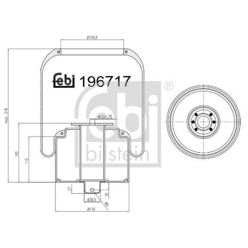 Febi Air Suspension Bellow Rear Right 196717