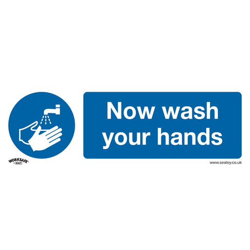Sealey Mandatory Safety Sign Now Wash Your Hands Rigid Plastic SS5P1 Sealey - Dynamic Drive